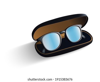 Black glasses with a black glass case too
