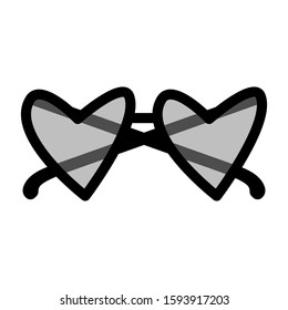 Black glasses hearts isolated on white background, vector stock illustration