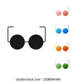 Black Glasses icon isolated on white background. Eyeglass frame symbol. Set icons colorful. Vector Illustration