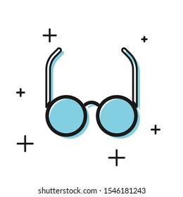 Black Glasses icon isolated on white background. Eyeglass frame symbol.  Vector Illustration