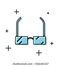Black Glasses icon isolated on white background. Eyeglass frame symbol.  Vector Illustration