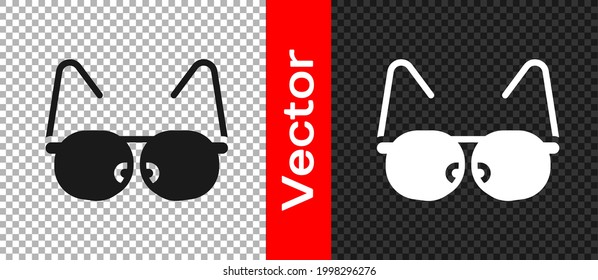 Black Glasses icon isolated on transparent background. Eyeglass frame symbol.  Vector