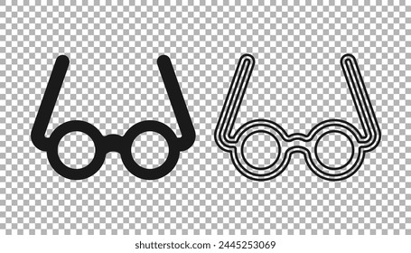 Black Glasses icon isolated on transparent background. Eyeglass frame symbol.  Vector