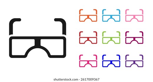 Black Glasses icon isolated on white background. Eyeglass frame symbol. Set icons colorful. Vector