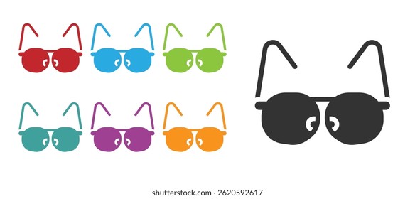 Black Glasses icon isolated on white background. Eyeglass frame symbol. Set icons colorful. Vector