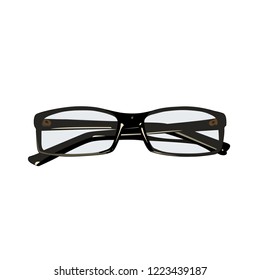 Black glasses icon on white background. Vector realistic icon.