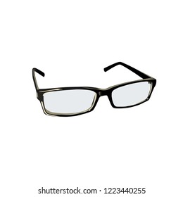 Black glasses icon on white background. Vector realistic icon.