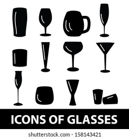 black glasses icons set eps10