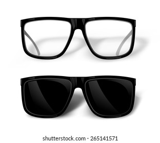 Black glasses isolated on white. Vector illustration