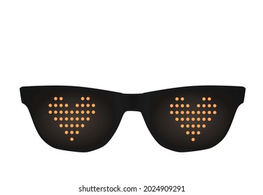 Black glasses with led light heart icon. vector