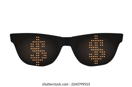 Black glasses with led light usd icon. vector