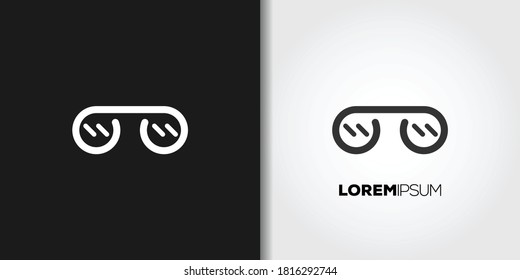 black glasses logo set template vector