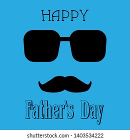 Black glasses with a mustache and the text Happy Father’s Day, vector illustration