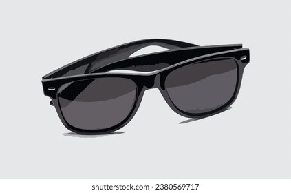 Black glasses on a gray background. Vector, eps