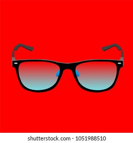Black glasses on a red background