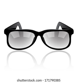 Black glasses on a white background 