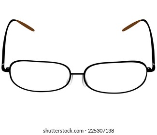 black glasses on white background