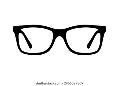 black glasses on white background