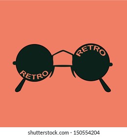 a black glasses with retro written within it