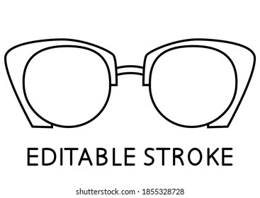 Black glasses rim. Sunglasses outline vector illustration. Modern style glasses rim silhouette. Stylish male and female optical accessories. Editable stroke. Vector illustration