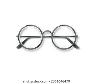 Black glasses round black-rimmed glasses accessory. Optics see well lens vintage trend. Vector illustration