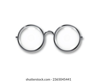 Black glasses round black-rimmed glasses accessory. Optics see well lens vintage trend. Vector