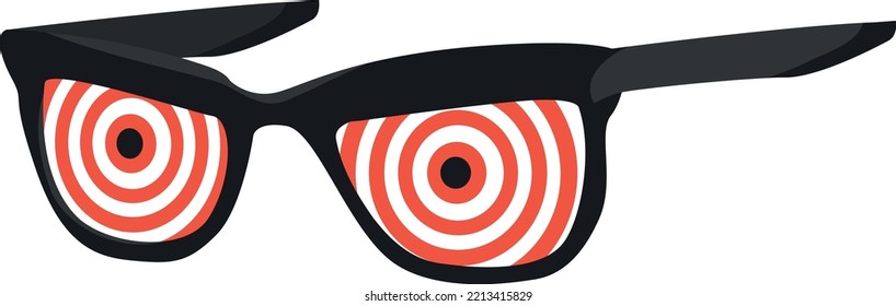 Black Glasses With Spiral And Hypnotic Lenses