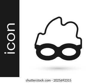 Black Glasses for swimming icon isolated on white background. Swimming goggles. Diving underwater equipment.  Vector