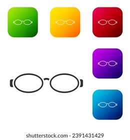 Black Glasses for swimming icon isolated on white background. Goggles sign. Diving underwater equipment. Set icons in color square buttons. Vector Illustration