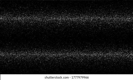 Black glitch background. Abstract digital noise effect, error signal, television technical problem. Vector illustration.
