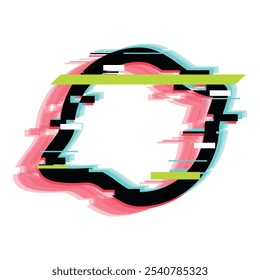 Black glitch frame is distorting on a white background, creating a modern and abstract composition