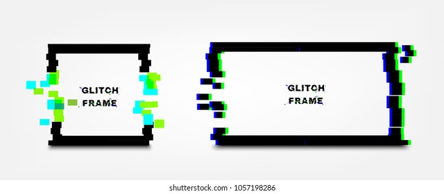 Black glitch frame. Distortion effects for advertising.
