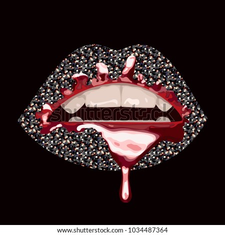 Black glitter on lips