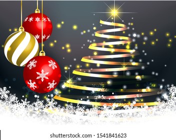 Black glittering glitter and ribbon Christmas tree and ornament