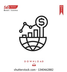 black global icon. global icon vector isolated on white background. Graphic design, material design, 2019 year best selling icons, mobile application, UI / UX design, EPS 10 format vector