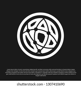Black Global technology or social network icon isolated on black background. Vector Illustration