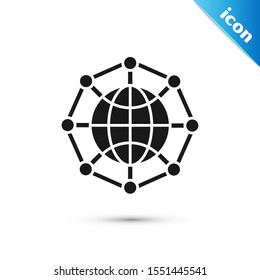 Black Global technology or social network icon isolated on white background.  Vector Illustration