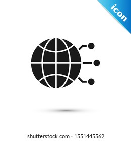 Black Global technology or social network icon isolated on white background.  Vector Illustration