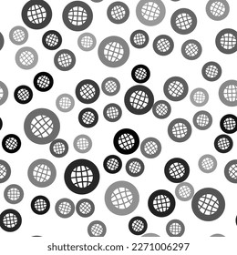 Black Global technology or social network icon isolated seamless pattern on white background.  Vector