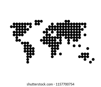 black global world map from big dots. flat editable style modern small not detail logotype graphic minimal ui design isolated on white. concept of simple earth or worldmap for web site and internet