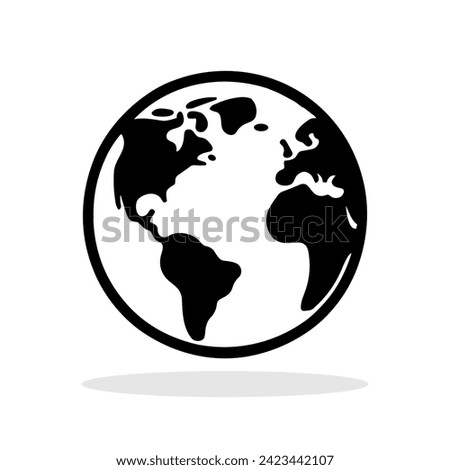 Black globe Earth icon isolated on white background. Globe Earth in flat style. Vector illustration