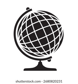 Icono negro del globo aislado en el fondo blanco