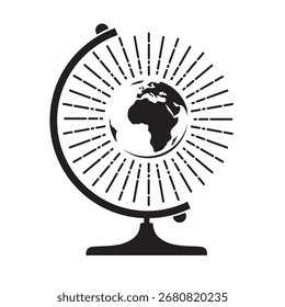 black globe icon isolated on white background