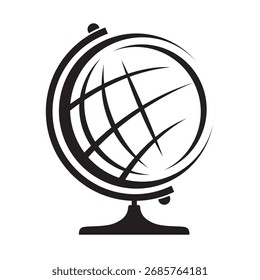 Icono negro del globo aislado en el fondo blanco