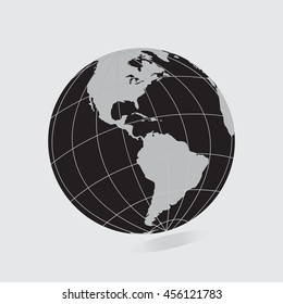 black globe icon with map of the continents world earth eps10 vector eps flat web art