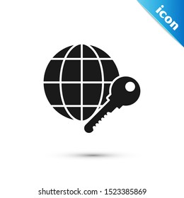 Black Globe key icon isolated on white background.  Vector Illustration