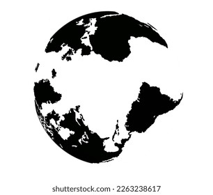 black globe on a white background