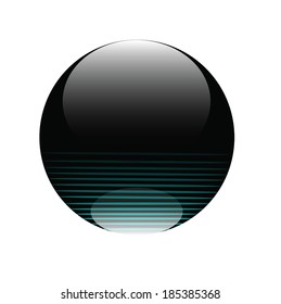 black glossy ball vector isolated, crystal sphere ball 