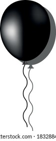 Black glossy balloon on transparent background with shadow. One balloon for the holiday. Vector illustration.
