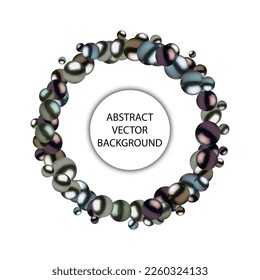 Black glossy balls with shadow. Pearls. Abstract graphic background